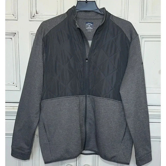 Callaway Men’s L Full Zip Weather Series Jacket Gray w/Dark Gray Quilted Panel - Picture 2 of 9